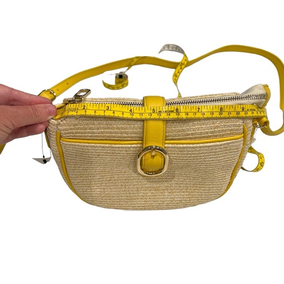 Talbots Straw Crossbody With Leather Trim Yellow Summertime Purse NWT - Picture 10 of 15